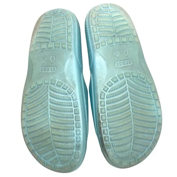 Crocs Classic Comfort Sandals Slip-On Flat Slide Blue Water Beach Shoe Size 10 - Picture 6 of 14